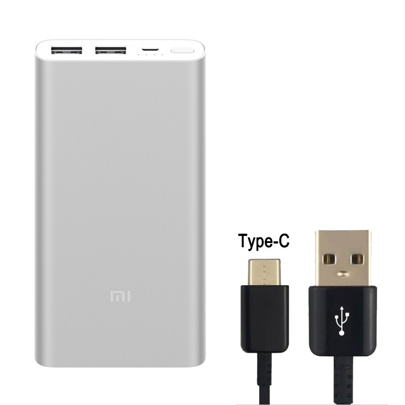 Original 10000mah Xiaomi Mi Power Bank 2 External Battery Bank 18w Quick Charge Powerbank 10000 With Dual Usb Output For Phone: Silver Add TypeC