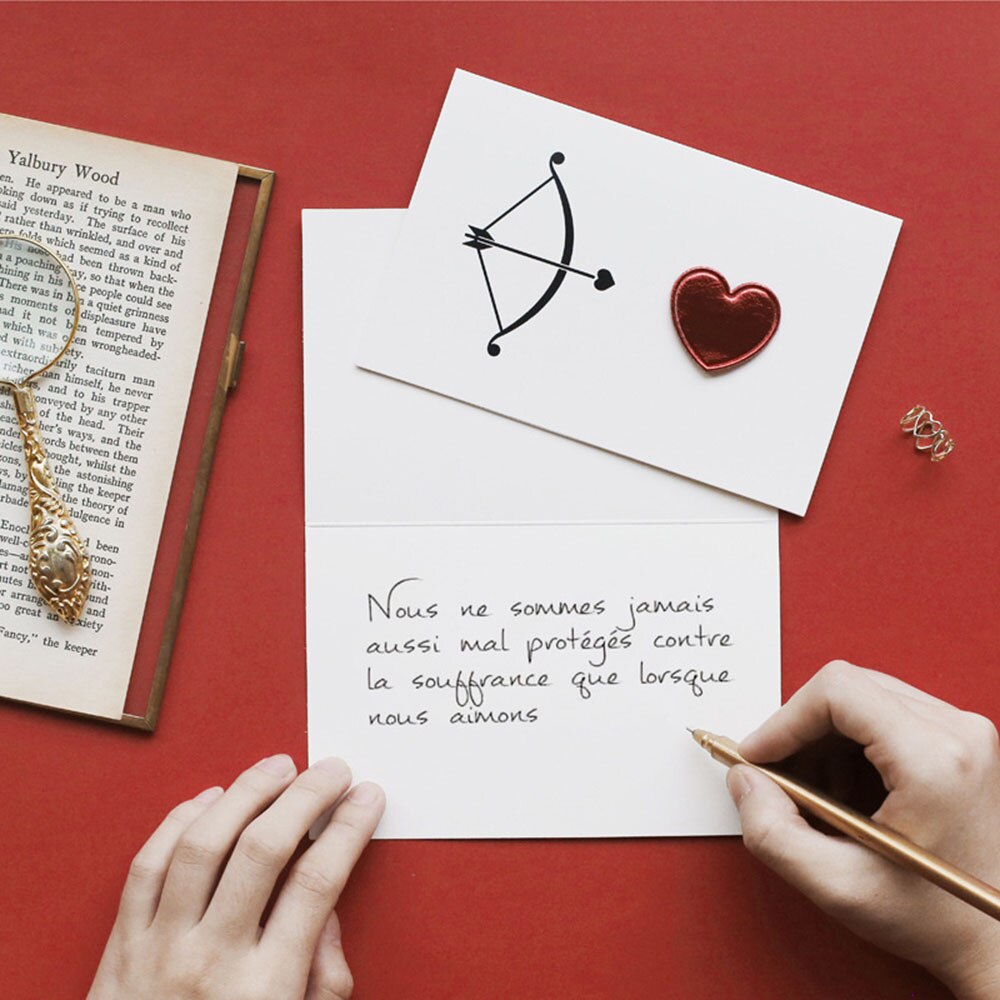 Valentines Day Solid Bronzing Red Heart Postcard Wedding Invitation Romantic Letter Blessing Gratitude Love Greeting Cards