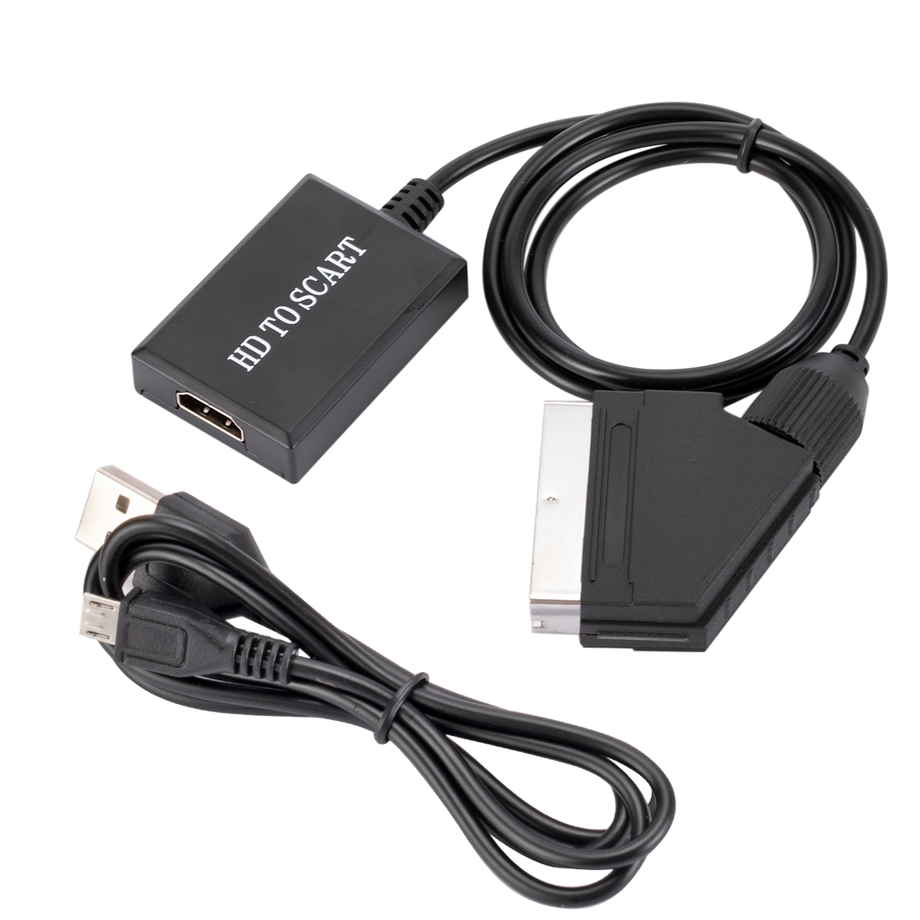 PzzPss HD 1080P HDMI Input To SCART Output Video Audio Converter Adapter For HDTV DVD For Sky Box STB Plug and Play DC Cables