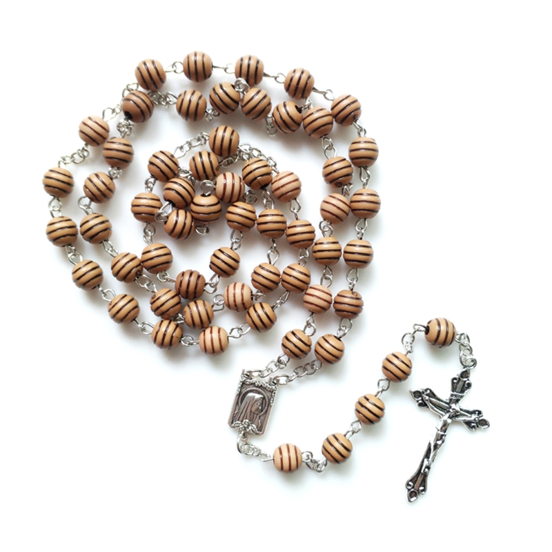 Runde Perlen Rosenkranz Halskette Gebet Christian Jesus Kreuz Anhänger Halsketten Religion Religiöse Schmuck Männer Frauen