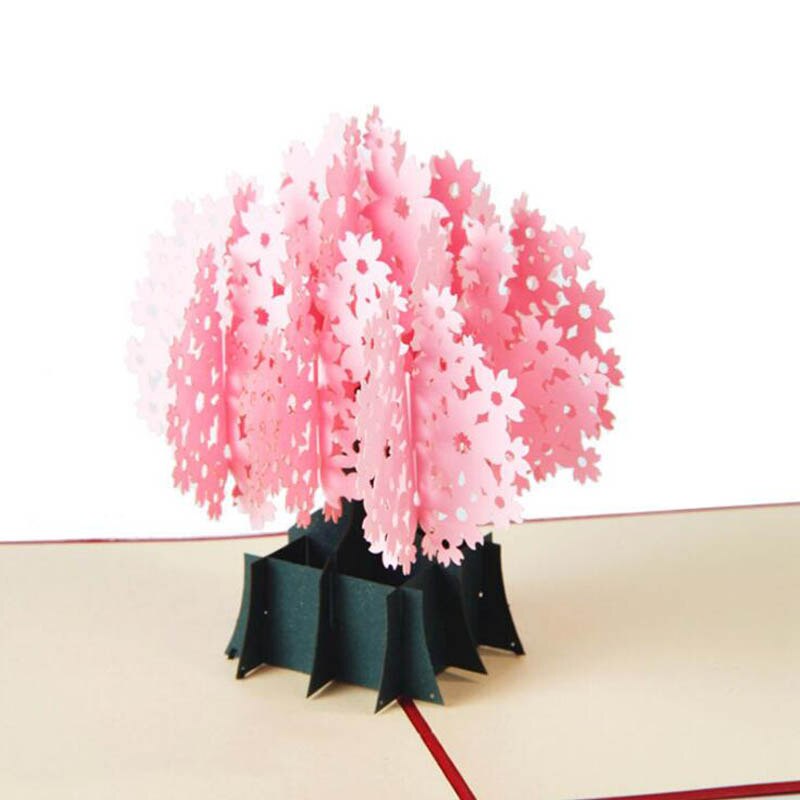 3D Wenskaart Papier Sculptuur Van Kersenbloesem Kids Kerst Decoratie Benodigdheden Uitnodigingskaart