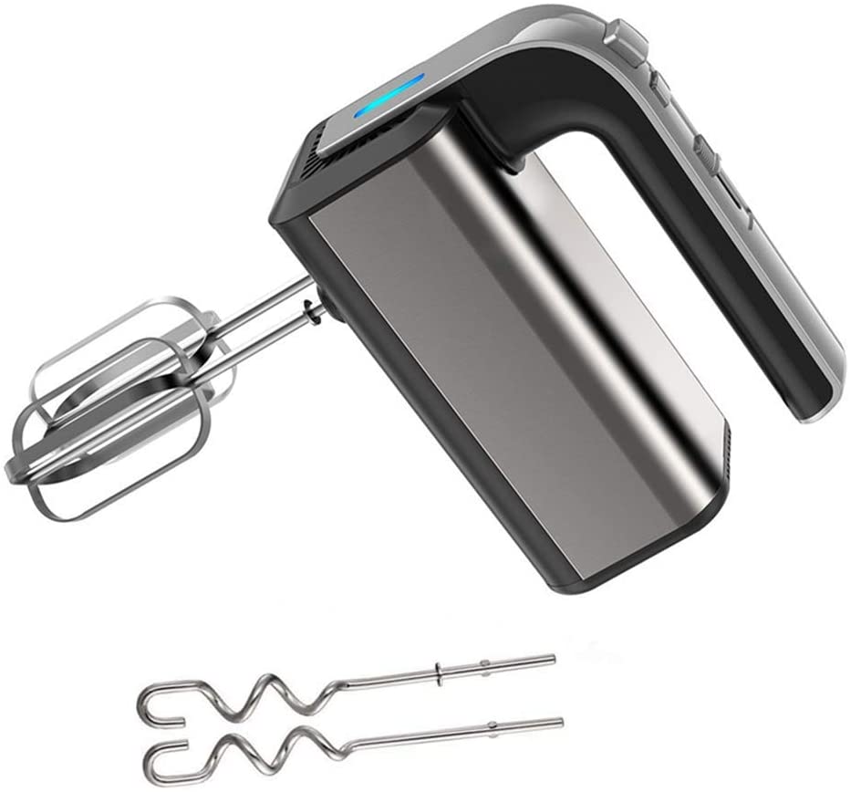 Electric Hand Mixer, 500 Watt, Stainless Steel Spiral Kneader, 5 Speeds Plus Turbo, 2 Helix Stirrers, 2 Hooks, Stand Mixer