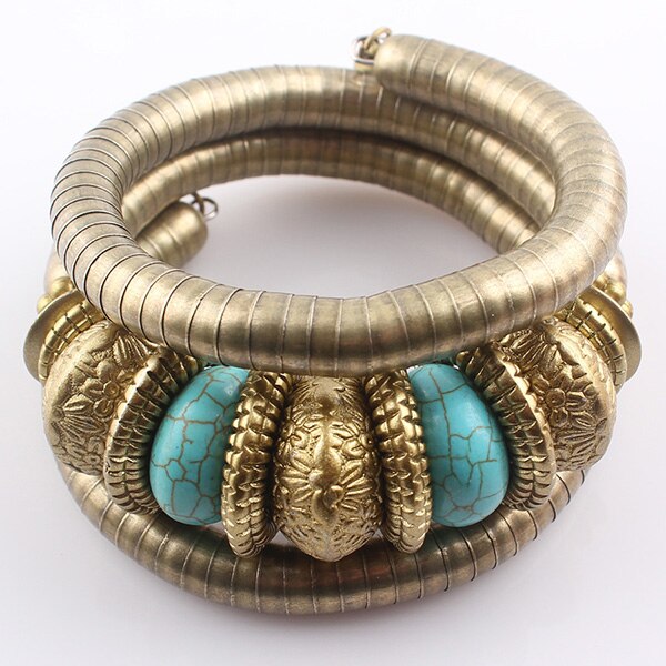 YUZHEJIE retro Kunst-antike-Bronze- Überzogene Armbinde Inlay Perlen Schlange Armbinde flexibel Armreif für frauen: Ursprünglich Titel