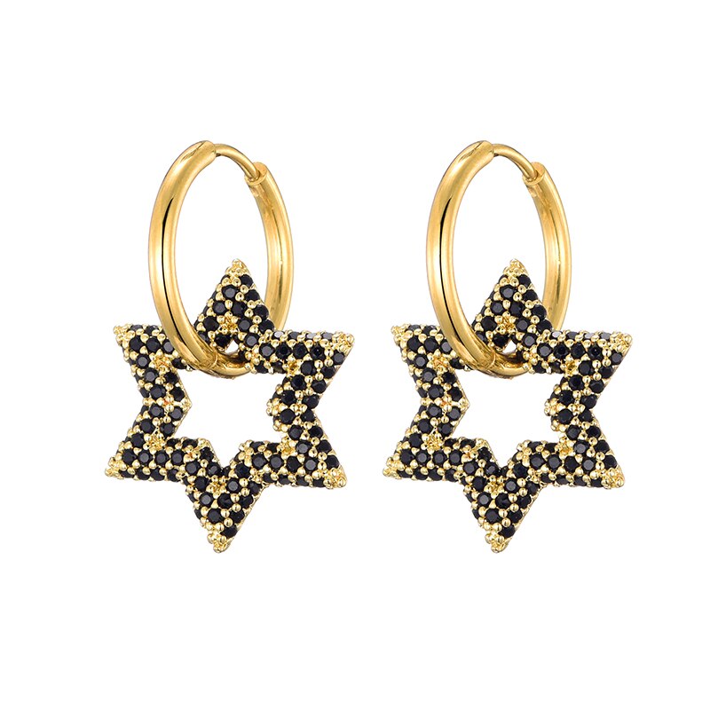 Lovbeafas Ster Ronde Roestvrijstalen Oorringen Voor Vrouwen Zirkonia Geometrische Gouden Kleur Bruiloft Elegante Sieraden: Licht Geel Goud Kleur