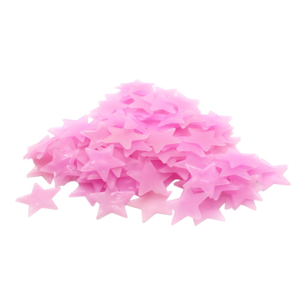 50 stk 3d stjerner glød i mørket veggklistremerker selvlysende fluorescerende veggklistremerker for barn baby soverom tak hjemmeinnredning  #y5: Rosa