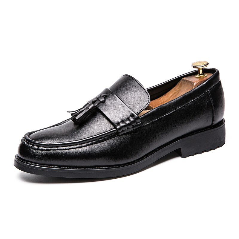 Outdoor Men Leather loafers Shoes Slip On Shoes For Men Italian Leather Men Loafers Brand Men wedding flats Shoes w5: black / 38