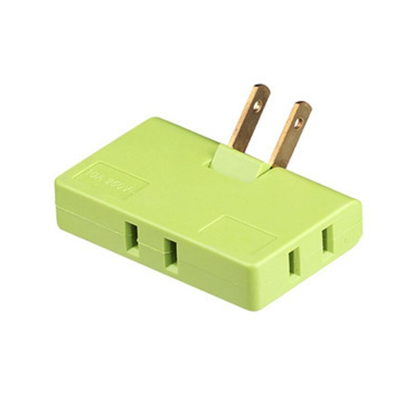 2-Prong Draaibare Socket Converter 180 Graden Extension Plug Adapter Opvouwbare Amerikaanse Stekker Adapter 3 Manier Stopcontact Extender b03E: green