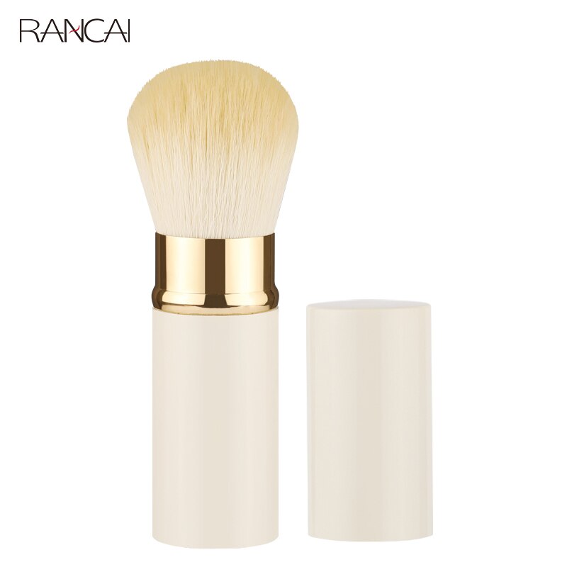 RANCAI-brocha Kabuki retráctil, 1 pieza, brocha para base en polvo, pelo sintético Beige, Mini brocha plana, herramientas cosméticas de maquillaje