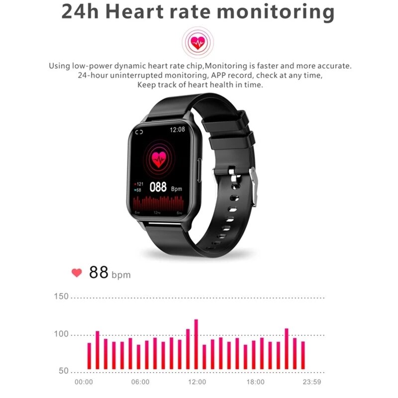 Smart Horloge Mannen 1.7Inch Full Touch Bloeddruk Smartwatch Vrouwen Horloge Temperatuur IP68 Waterdichte Klok Sport Fitness Tracker