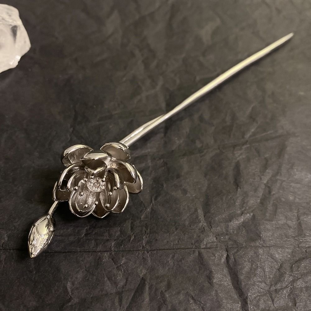 Herramienta de de peinado de loto y flor de perla antigua, horquilla de Metal, palillos para el cabello Hanfu, horquilla de estilo antiguo, tocado de estilo chino