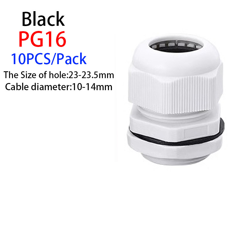 Pressacavo impermeabile 10 pezzi Ingresso cavo IP68 PG7 per 3-6.5mm PG9 PG11 PG13.5 PG16 PG19/21/Connettore in plastica nylon bianco nero: giallo