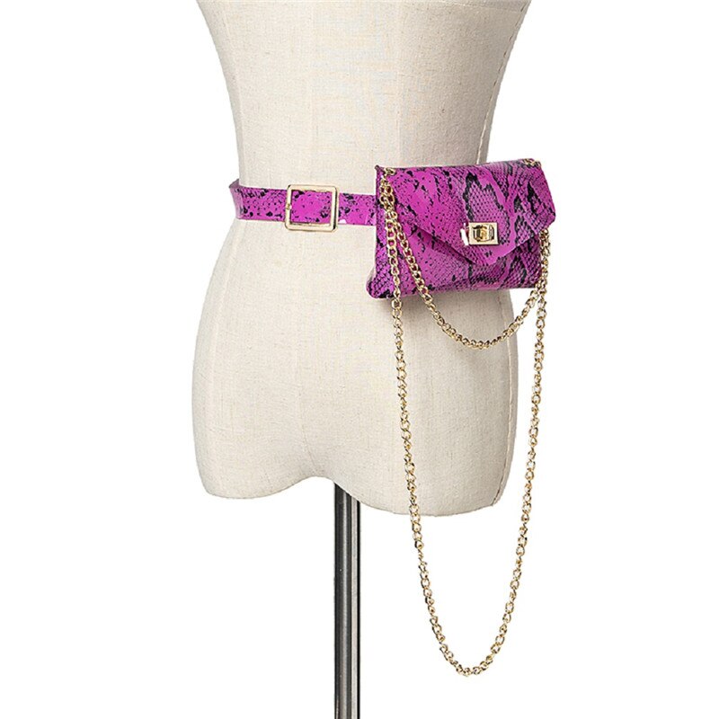 Fluorescerende heuptasjes voor dames met slangenhuid, pvc heuptasjes, crossbody tas voor dames en meisjes: Lavendel