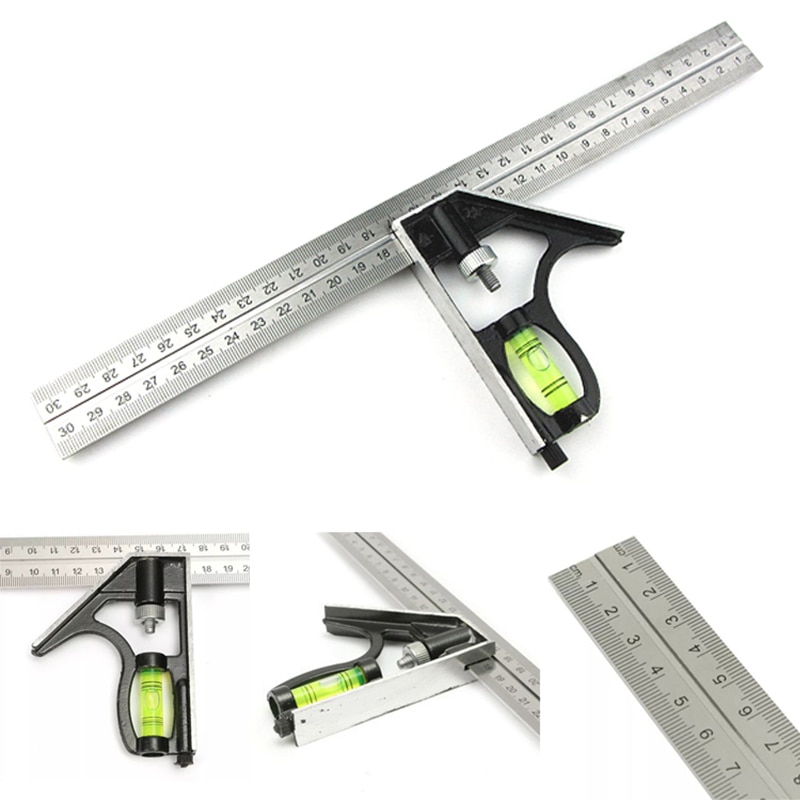 300mm Combination Square Angle Ruler Adjustable Steel Protractor Right Angle Ruler Carpenter Measuring Tools
