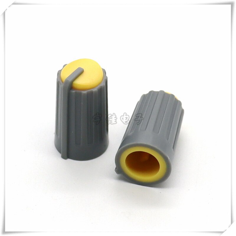 Pommeau de potentiomètre en plastique, demi-arbre 10.5x18MM, encodeur rotatif, bouton de commutation de volume adapté à l'axe D 6MM, 10 pièces: YELLOW