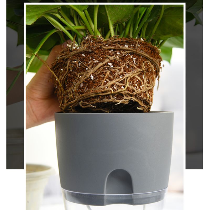 Self Watering Planter Handgemaakte 2 Layer Self Watering Plant Bloem Pot Met Water Container Huis Tuin Decor Ronde Bloempot