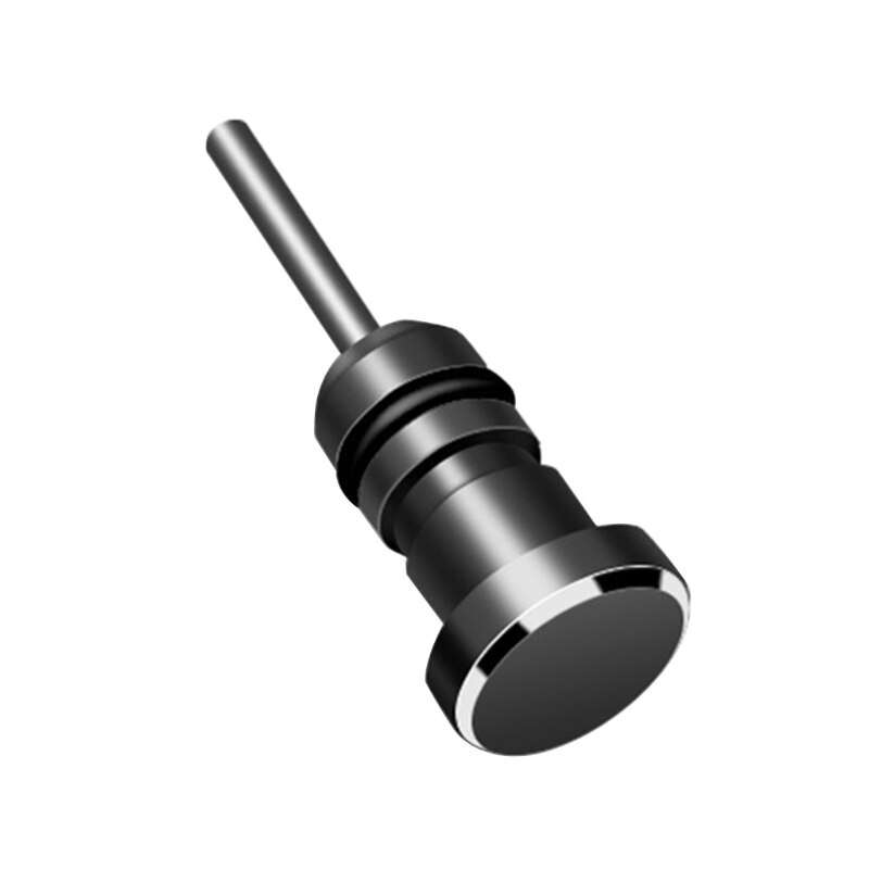 Headphone Jack Dustproof Accessories Charging Ports Protector Anti Dust Plug Portable Metal Dust Stopper Card Retrieve: Black