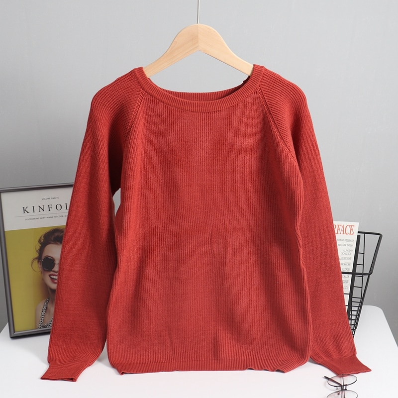 Gigogou perus syksy-talvi naisten neule paksu neulottu lämmin villapaita o-kaulus naisten neulepaita yläosa