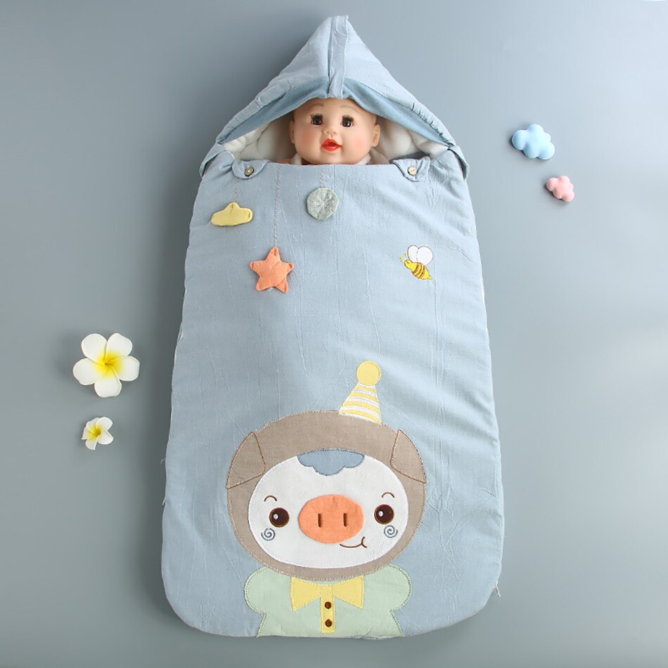 Baby Slaapzak Envelop Voor Ontlading Babyslaapzak Geïntegreerde Winter Dikkere Cartoon Katoen Anti-Kick Baby Deken: D