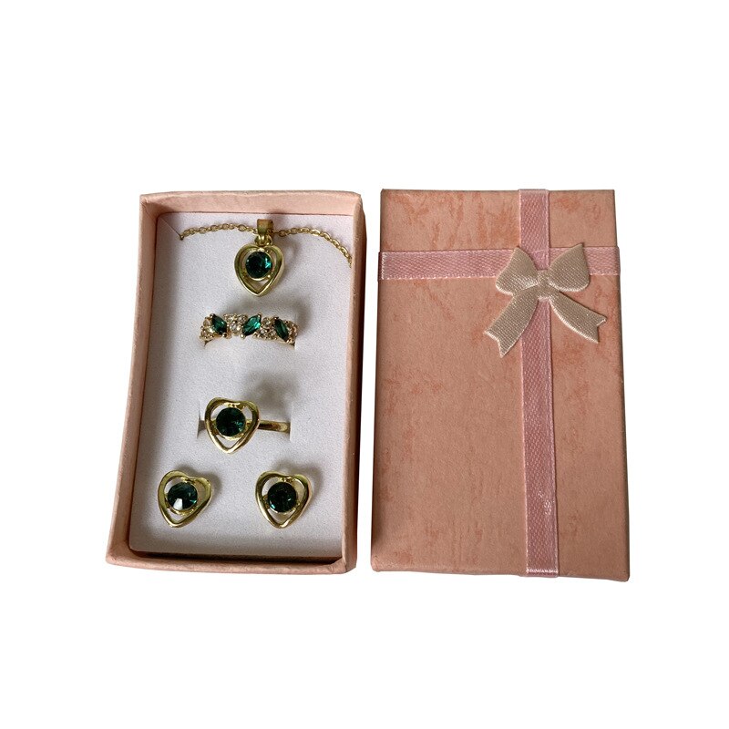 Schoonheid Kleur Papier Ring Sieraden Opbergdoos Set Van Sieraden Oorbel Hanger Ring Organizer Display Box Lint Ring Case: pink