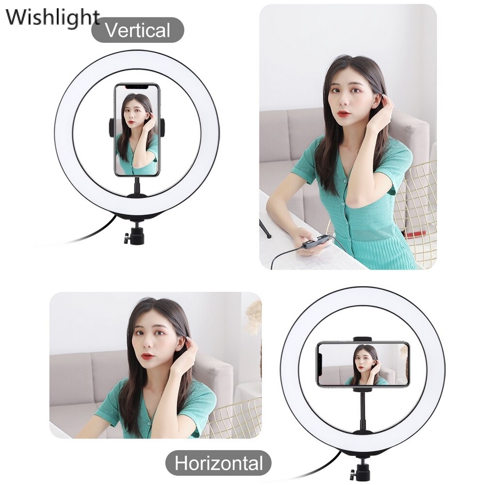 Fotografering selfie ring live light 26cm dimbar kamera telefon ring led lampa med bordsstativ för makeup video live studio