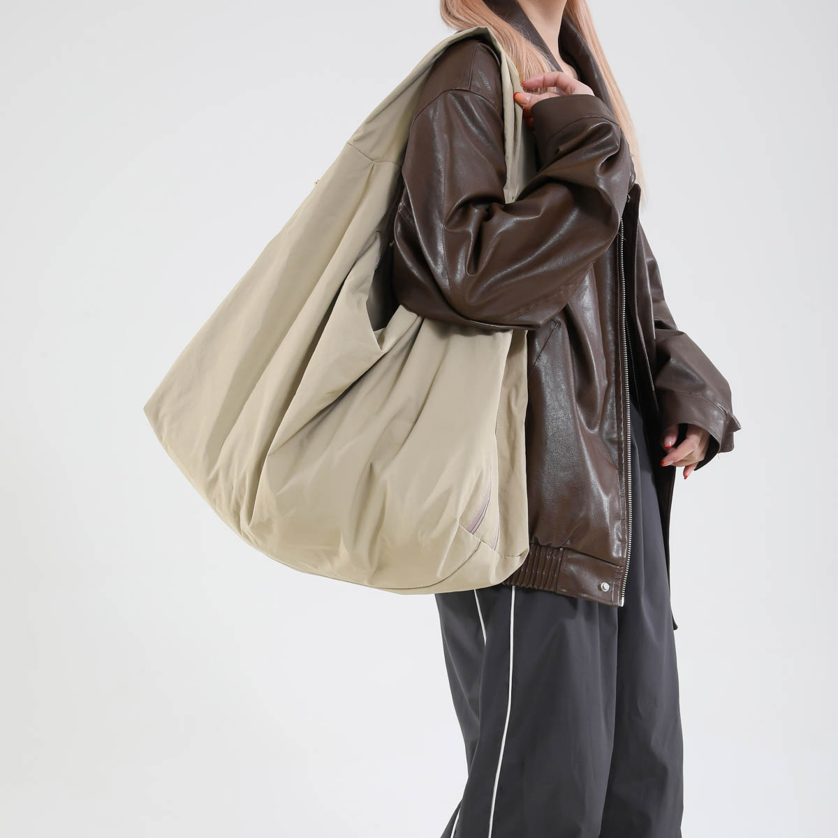Bolso de compras grande de tela suave de color sólido, bolso de gran capacidad para viajes diarios, bolso grande de hombro