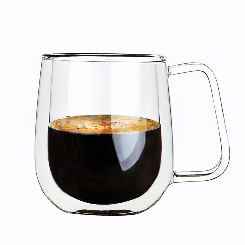 Taza de café de doble fondo con tapa, taza de cristal para botella de agua, creativa, para té, leche, desayuno, 300ml