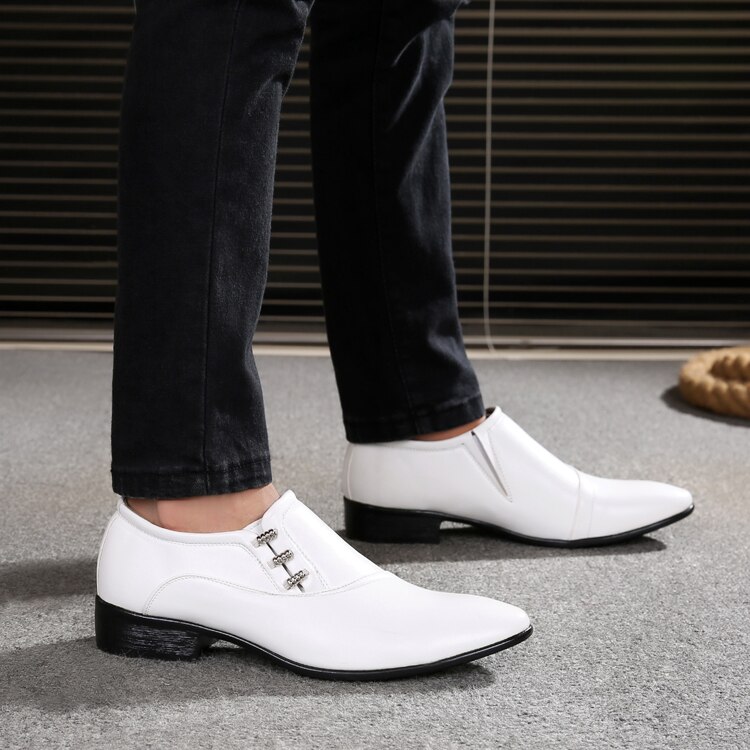 VIVODSICCO, zapatos de vestir de hombre de cuero PU blanco , zapatos de oficina para hombre, Oxford antideslizantes, zapatos de para boda, zapatos planos Casuales