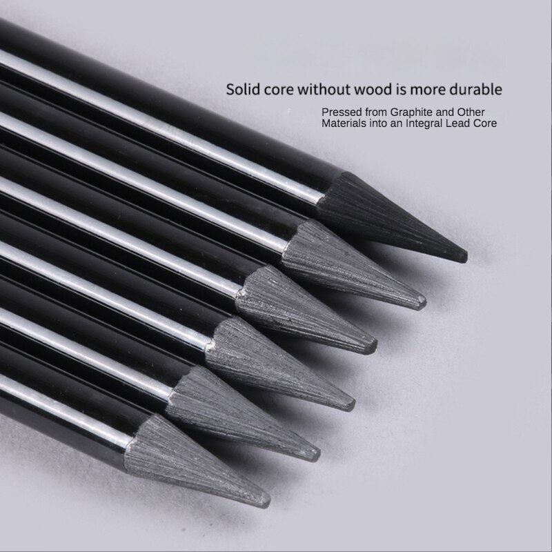 Juego de lápices carbonizados para dibujo, lápiz de grafito de núcleo sólido, suave, medio, duro, carbón vegetal completo, 3/6 piezas: 6 graphite pencils