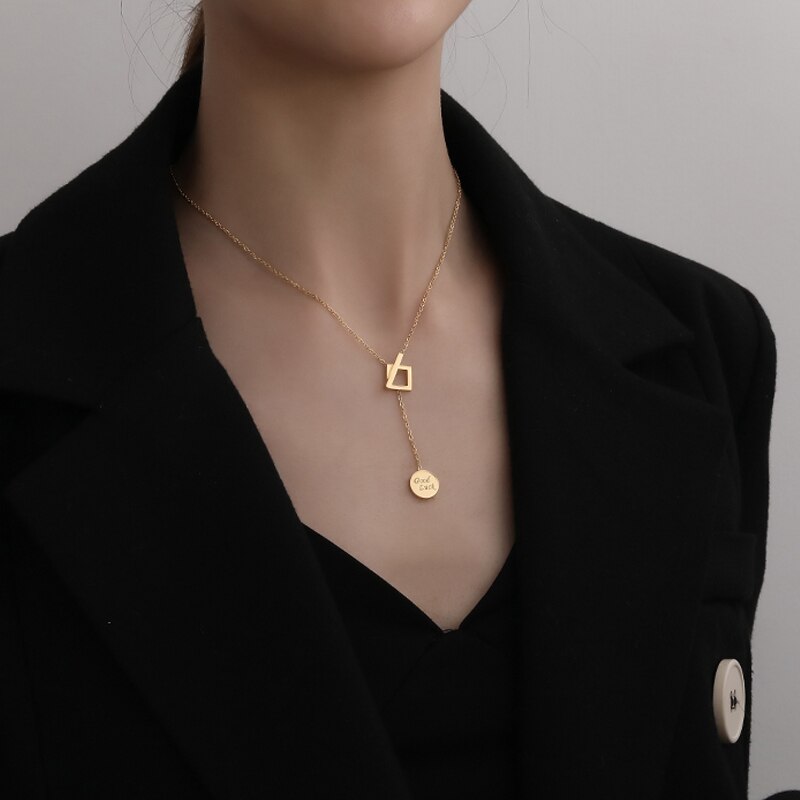 in Acciaio Inox Buona Fortuna Collana in Oro Le Donne Gioelleria Raffinata E Alla Moda Semplice girocollo Collari Temperamento Pendenti con Gemme E Perle