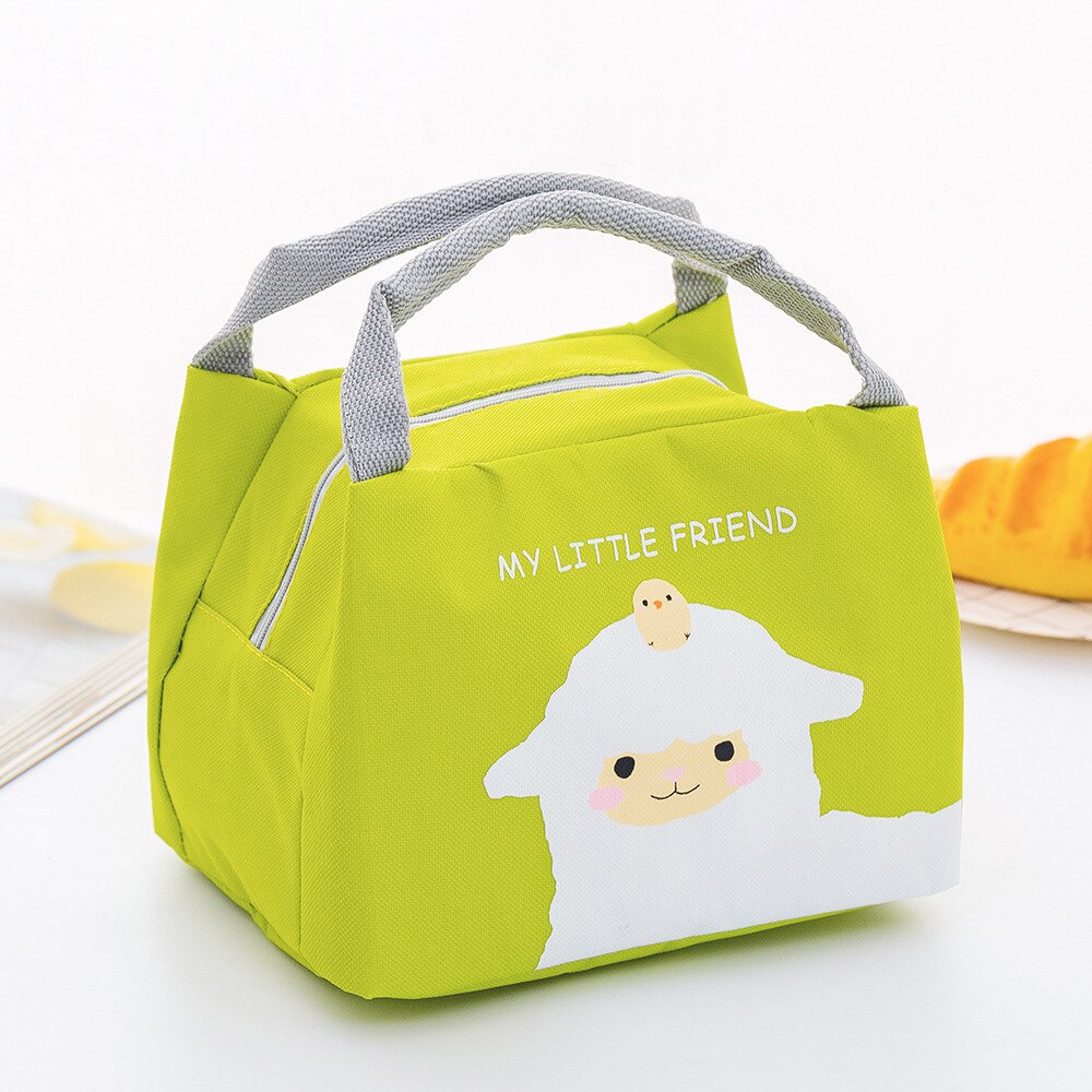 Cartoon Draagbare Isolatie Zak Behoud En Warmte Behoud Oxford Lunch Tas Verdikte Waterdichte Bento Tas: Green sheep