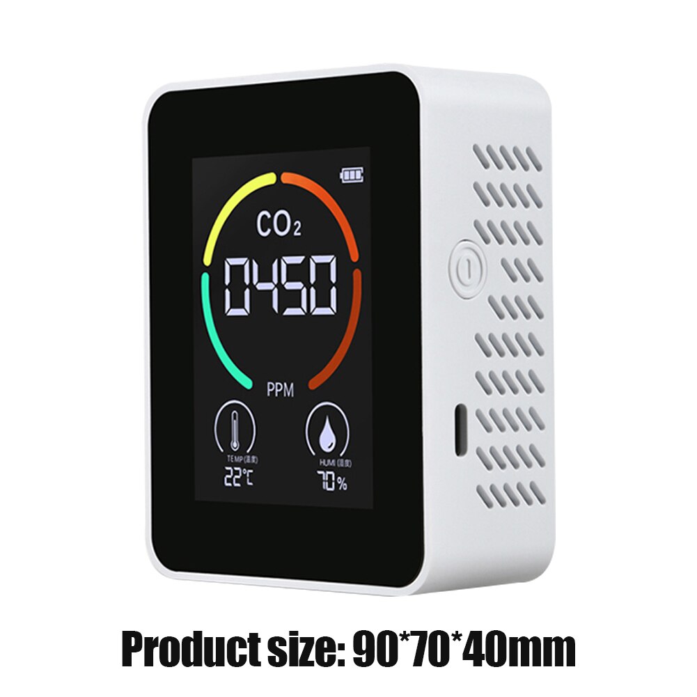 Medidor de CO2 portátil 3 en 1, probador de Sensor de temperatura y humedad, Monitor de del aire, Analizador de dióxido de carbono, Gas, TVOC, Detector de co2: 2