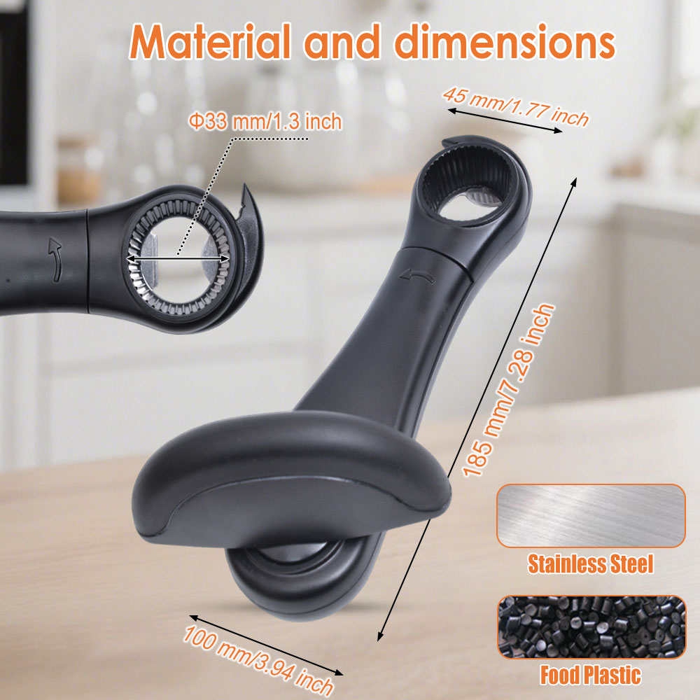 Portable Can Opener Plastic Safety Hand-actuated Bottle Opener Anti Slip Easy Grip Side Cut Multi-Func Kitchen Tool