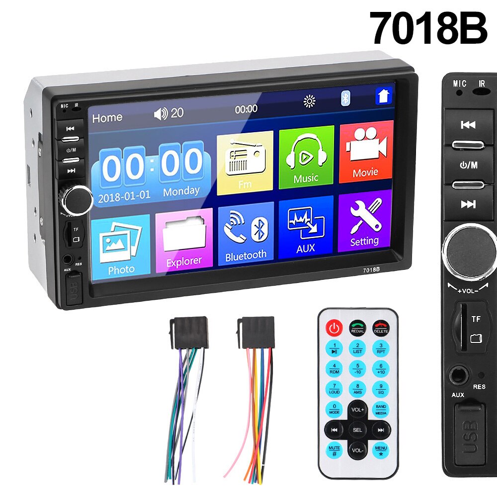 Reproductor Multimedia con pantalla táctil de 7 "y Radio FM para coche, autorradio 2Din con reproducción MP5, HD, 7010B /7012B/7018B: 7018B