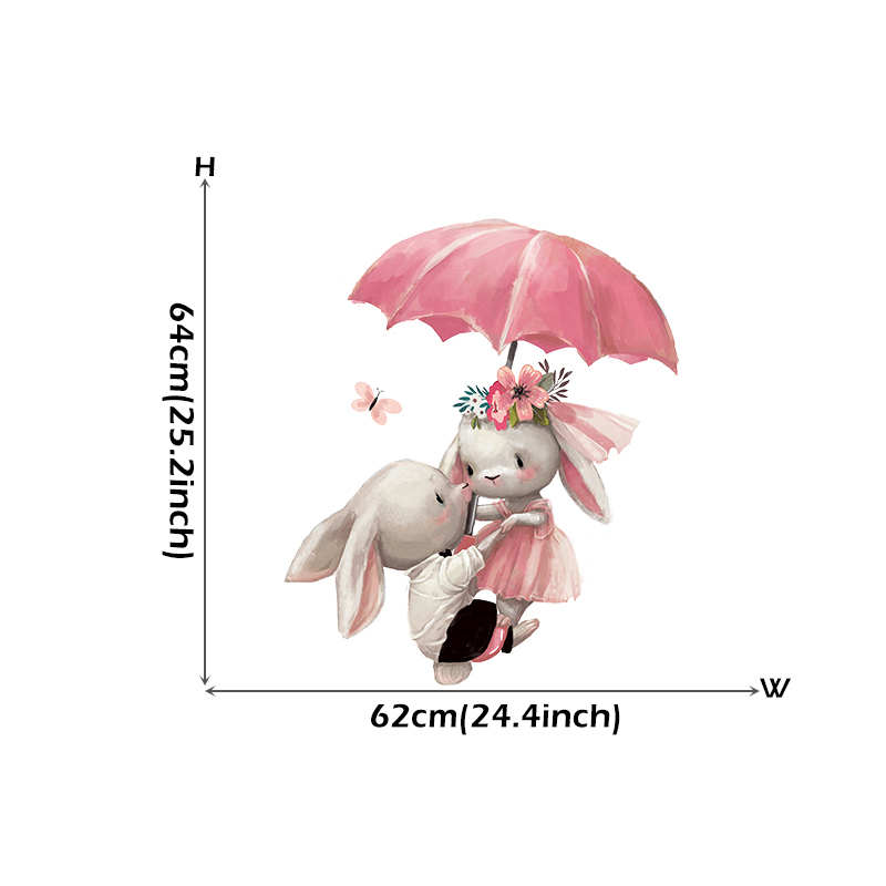 Schattige Konijn Muurstickers Behang Ballet Bunny Stickers Voor Kids Babykamer Muur Decor Cartoon Muur Sticker Home Decoratie: JS091-B