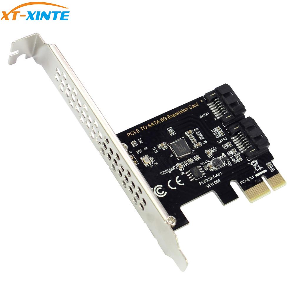 PCI-E Adapter Card PCI Express X16 to SATA3.0 7Pin 2 Ports SATA III 6G Expansion Controller Adapter Card for PC Desktop WIN7/8