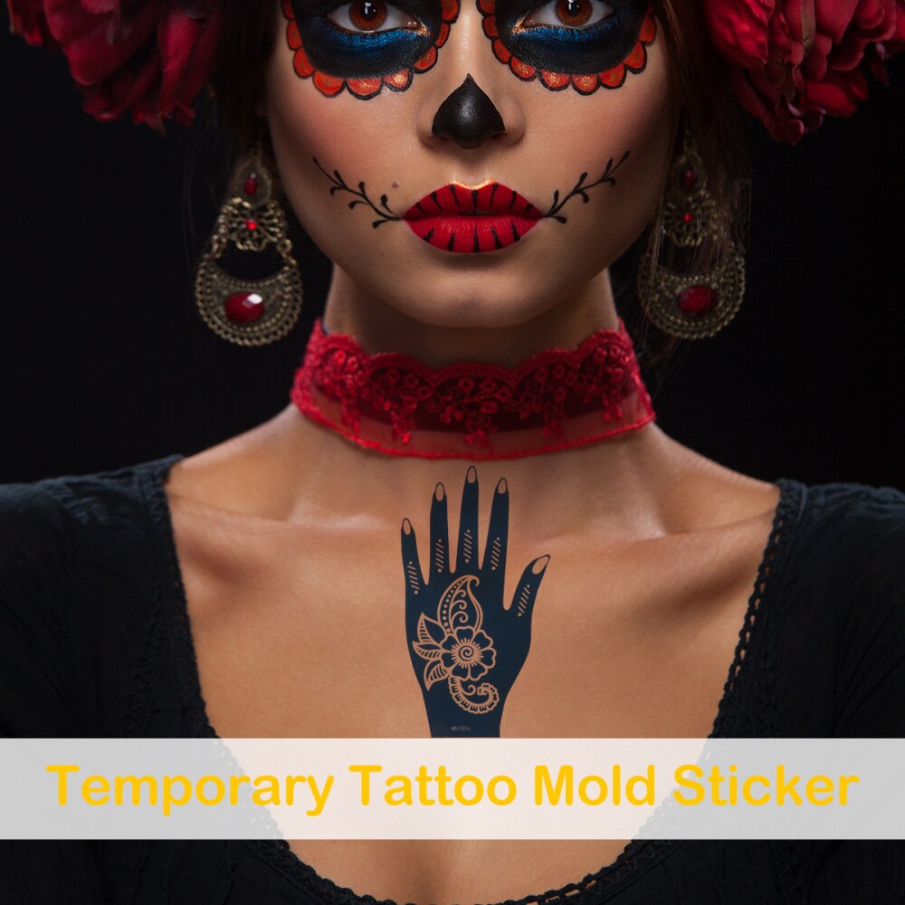 6Pcs Tatoeages Stencils Decoratieve Tijdelijke Hollow Tatoeages Stencils Stickers Sjabloon Voor Gezicht Lichaam Vinger