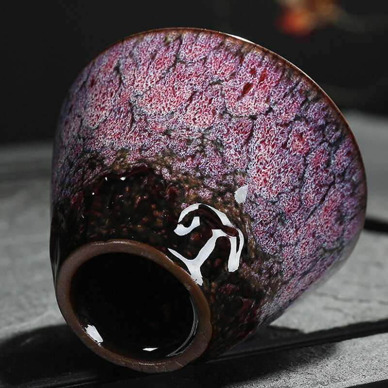 120Ml Chinese Retro Handgemaakte Willekeurige Textuur Kleur Glazuur Hoge Temperatuur Firing Keramische Theekopje Porselein Thee Cups Thuis Art Set