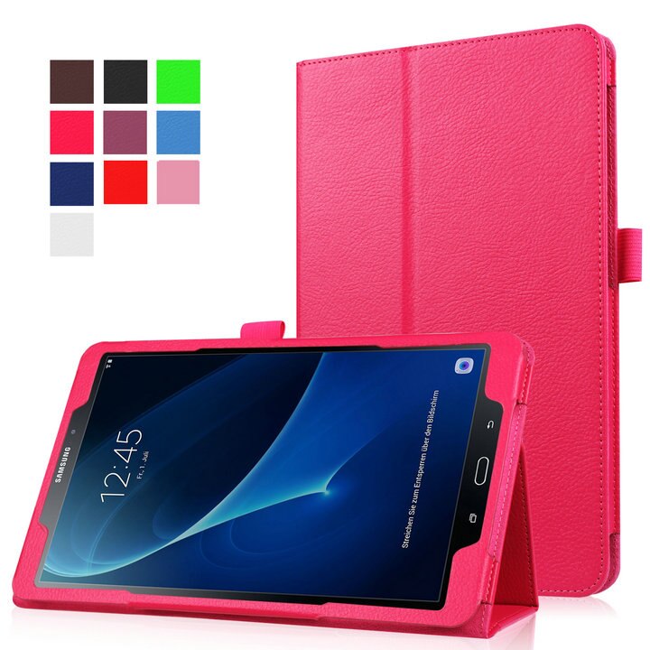 Tab A 10.1 T580 T585 etui z klapką do Samsung Galaxy Tab A6 10.1 2016 SM-T580 SM-585 PU skórzany stojak inteligentna pokrywa dla Tab A6 10.1: Rose