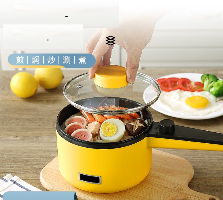 700W Electric Cooking Pot Portable Pot Rice Cooker Multicooker Ceramic Liner Smart Electric Skillet Single/Double Layer 1.6L