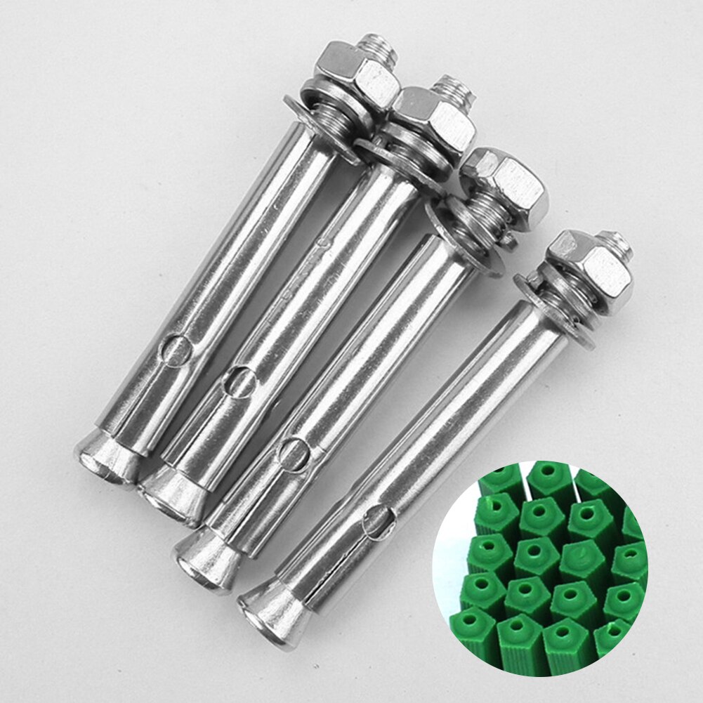 100pcs Plastic expansion pipe green wall plug rubber anchor plug self tapping screw expansion tube