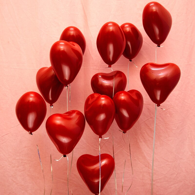50pcs Red Heart Latex Balloons Heart Love Shape Balloon for Wedding Anniversary Valentine's Birthday Party Decorations