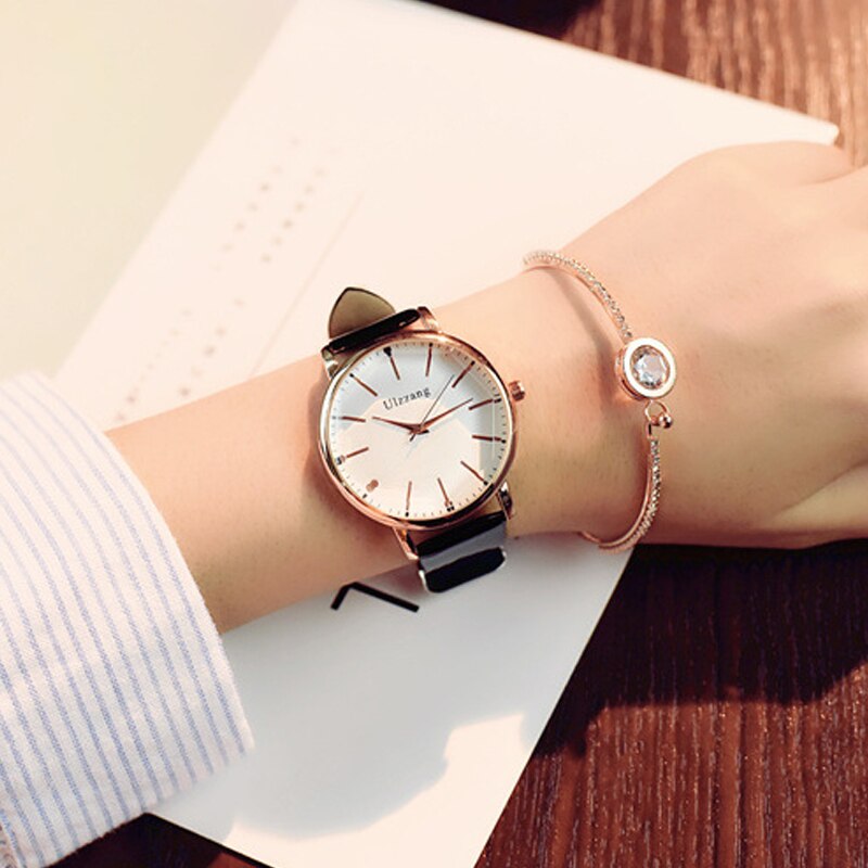 Ulzzang-montre-bracelet à cadran pour femme | Montre à quartz de luxe, Polygonal, robe, populaire, blanc, cuir