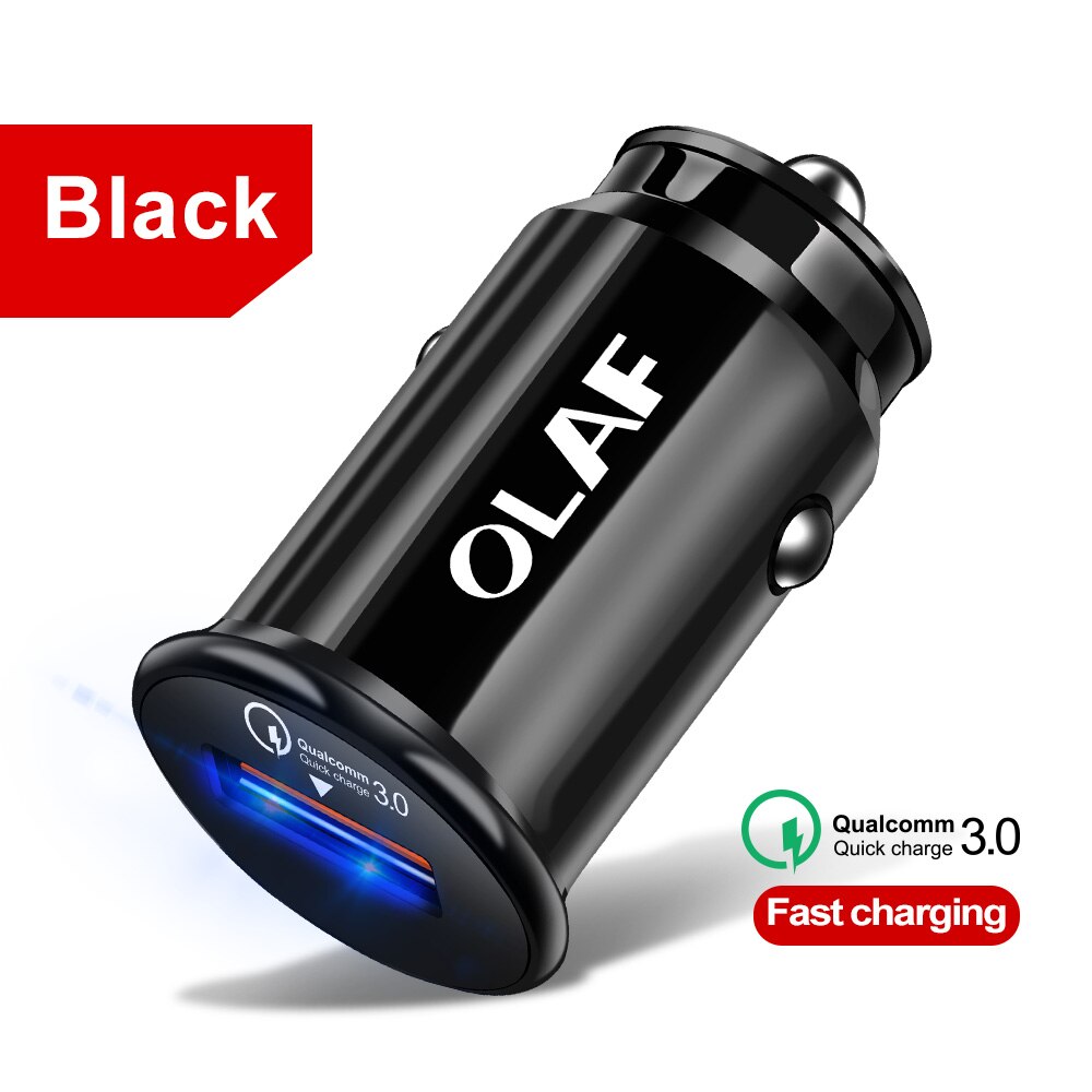 Olaf Quick Charge 3.0 2.0 Auto Usb Oplader Mobiele Telefoon Oplader 2 Port Usb Fast Car Charger Voor Iphone Samsung tablet Auto-Oplader: 1 Port Black