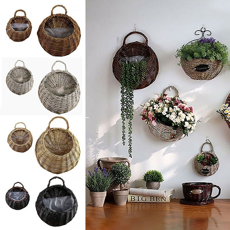 Jardinière fleur tenture murale osier rotin panier intérieur plantes support vigne Pot mural plante panier jardin décoration murale