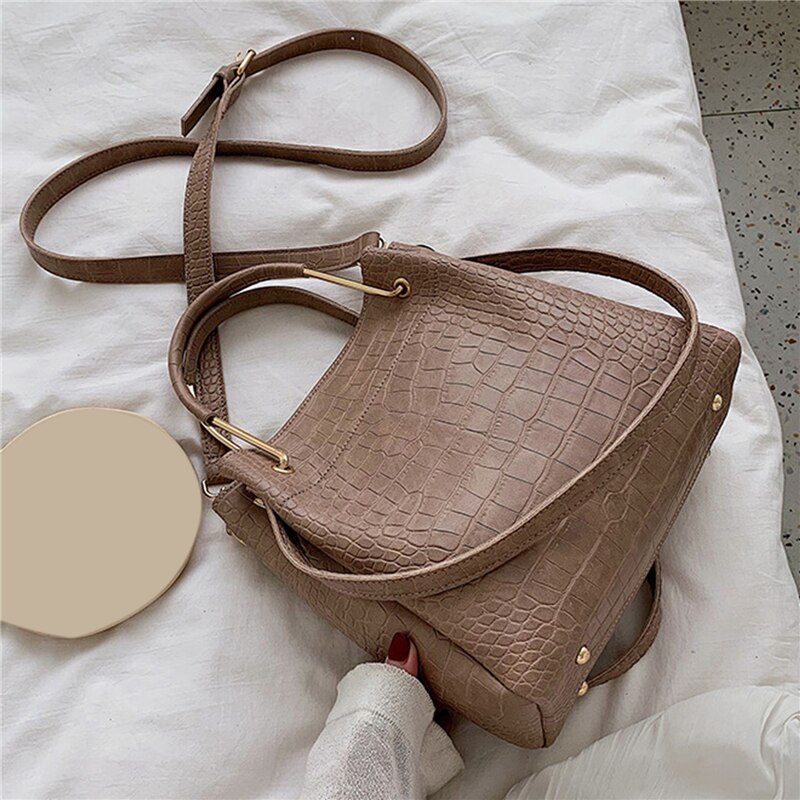 Krokodil aufbringen Eimer Tasche Frauen Tasche Griff Tasche Damen Mini Schulter Tasche Weibliche Alligator Umhängetasche