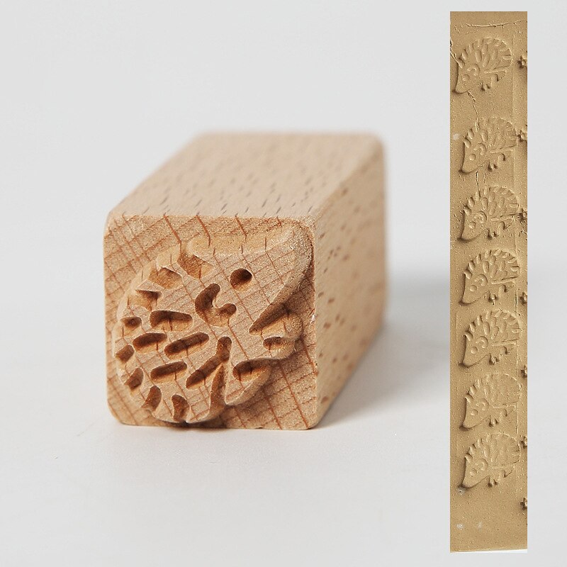 Wooden Stamps Hand Carved For Printing DIY Clay Pottery Printing Blocks Fish Bone / Squirrel / Flower / Deer Clay Tools: 10