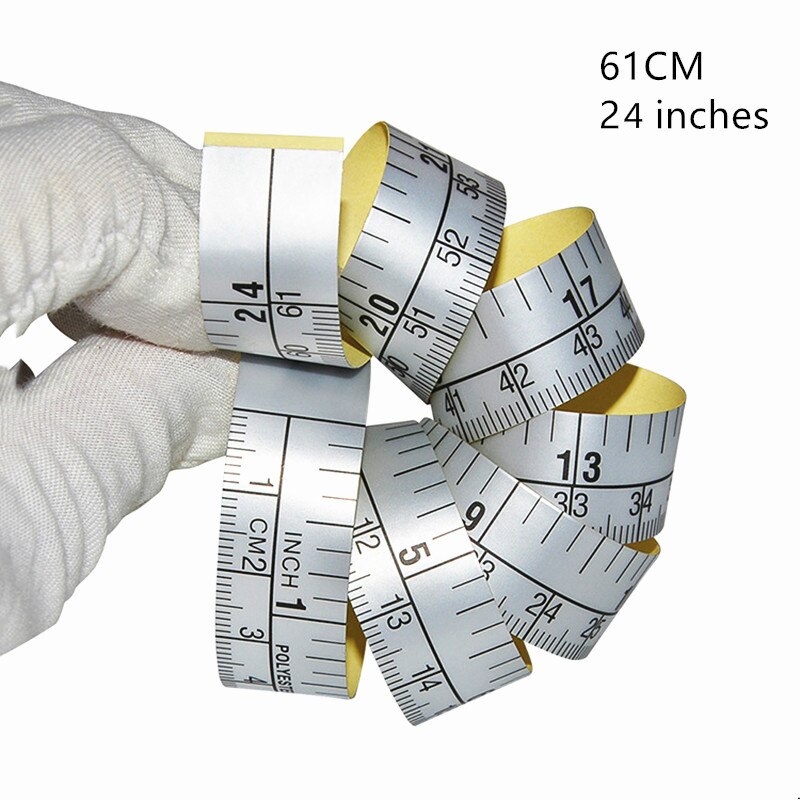 Samoprzylepna metryczny naklejka taśma miernicza linijka robić maszyny robić szycia taśma miernicza srebrny lepki skala naklejka 150/100/61/30cm: 61 CM