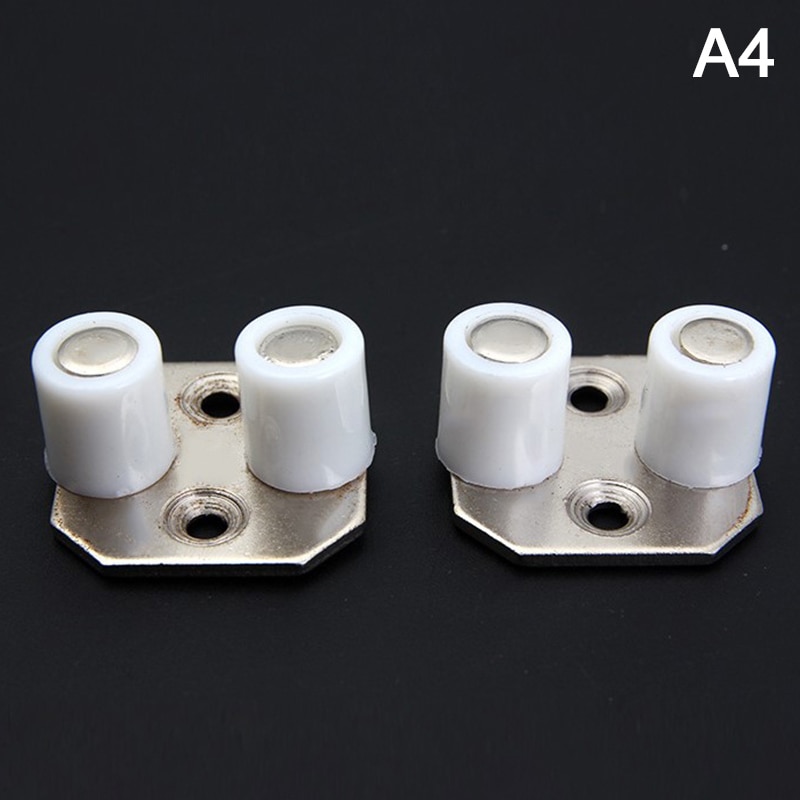 2Pcs Floor Mount Sliding Wooden Door Guide Roller Retainer Top Hung Pivot Brass Wheel Bottom Grooved: Blue