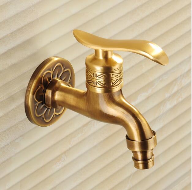 Antique brass decorative garden faucets single cold bibcocks washing machine tap outdoor faucet