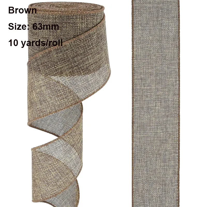 10 meter 63mm säckvävsband trådband enfärgat tygband för gör-det-själv-pyssel julklappsband krans festdekor: Laserljus